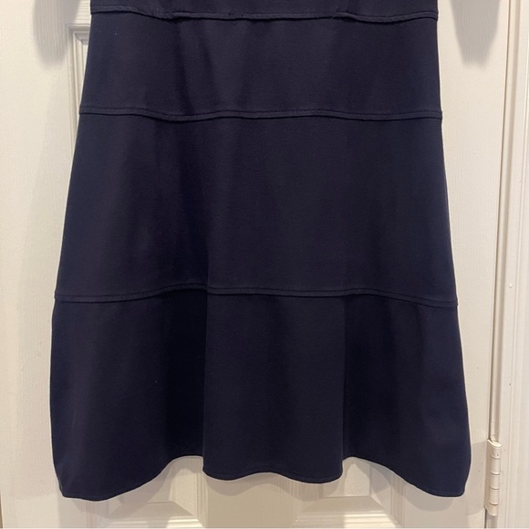 Talbots Dress Women’s Sz 8 Petite Navy Blue Short Sleeves Knee Length Stretch - Picture 4 of 10